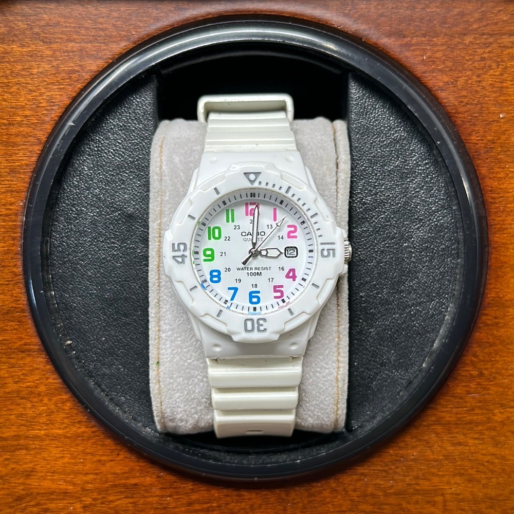 Casio White Tactical Watch with Rotating Bezel
